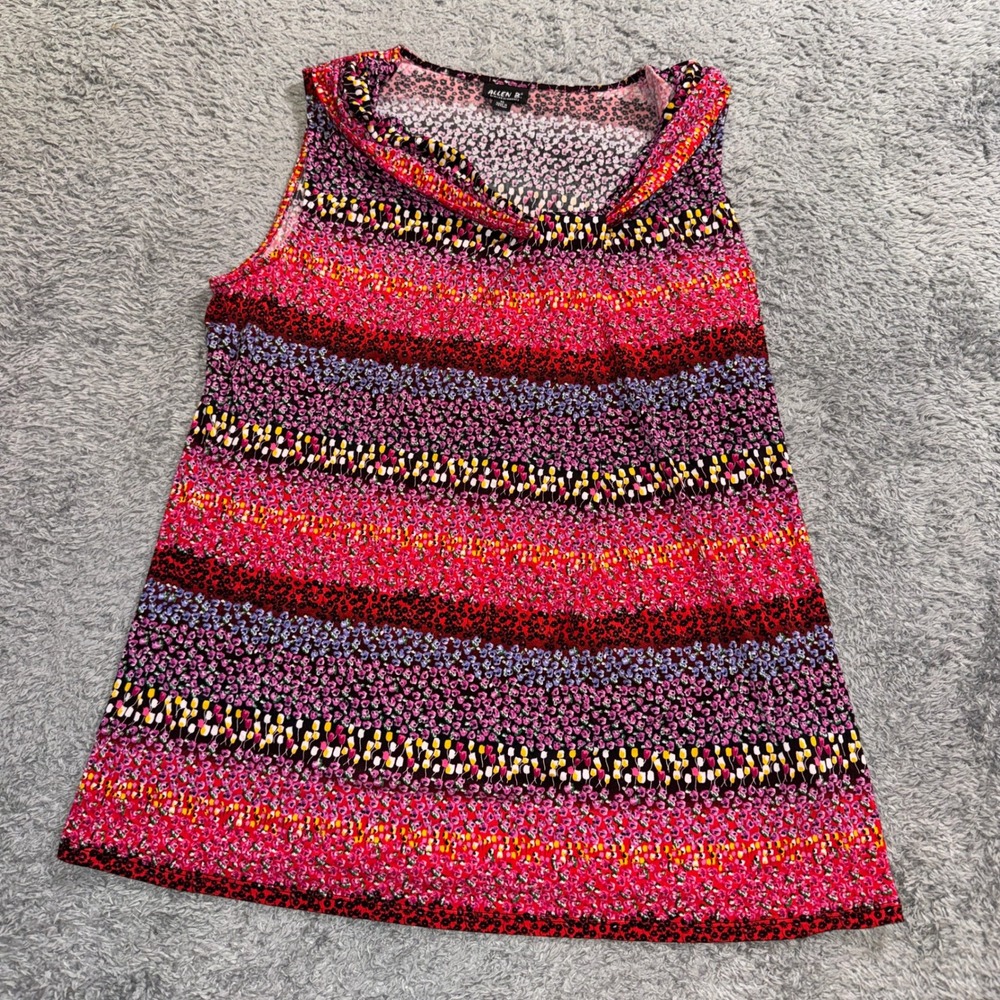 Allen B By Allen Schwartz Sleeveless Top XL Pink Floral Animal Print Cowl Neck